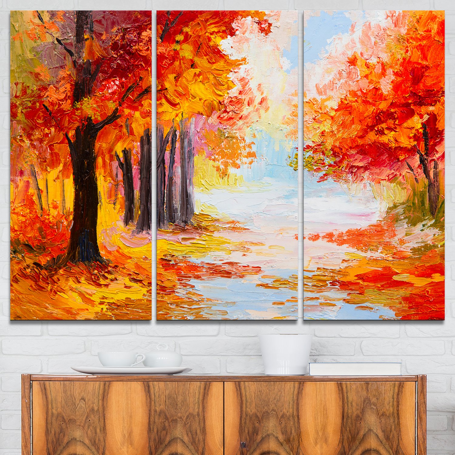 Amazon.com: Design Art PT6180-3P Orange Forest in Autumn-Landscape
